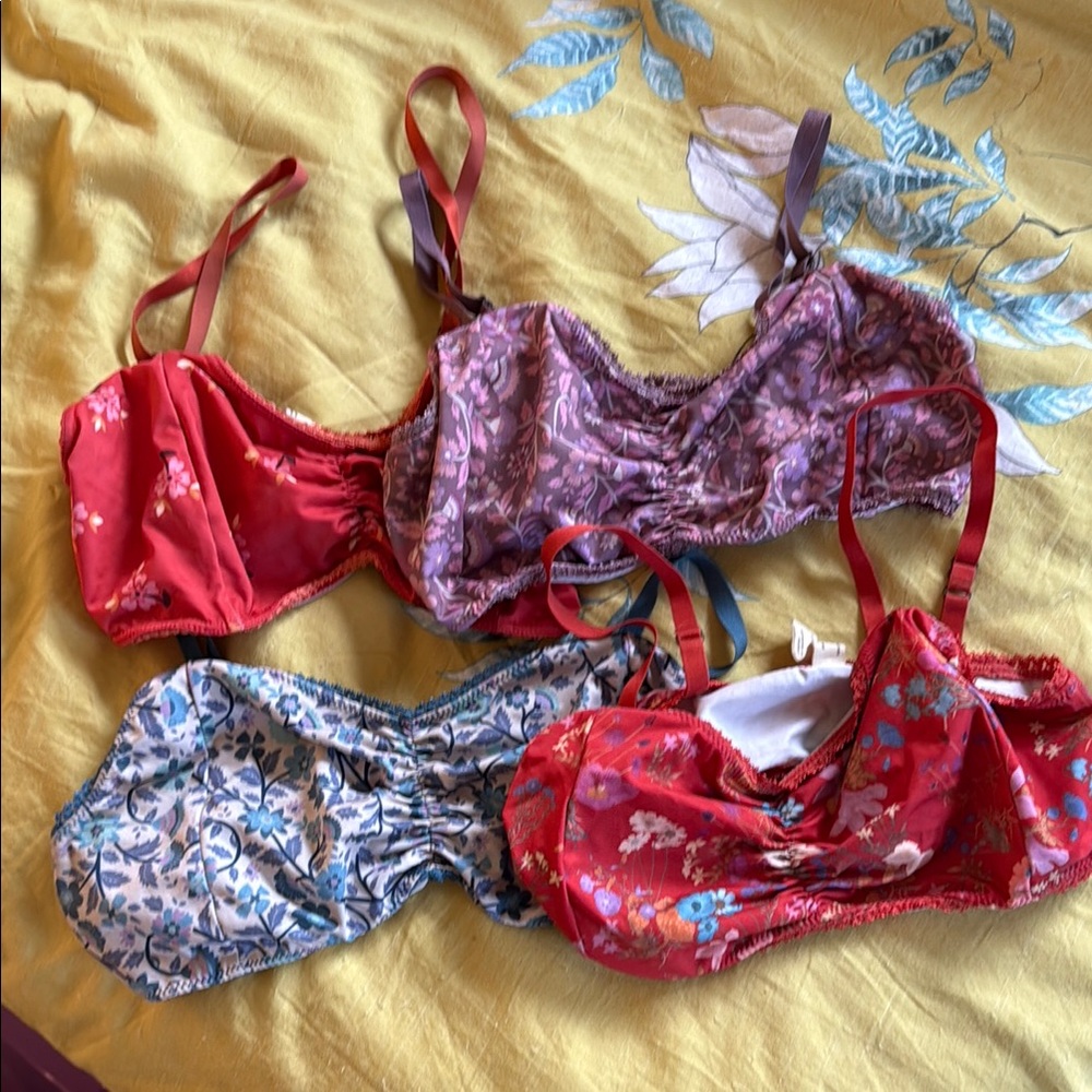 Floral Print Women's Intimates Set - Red, Purple, Blue